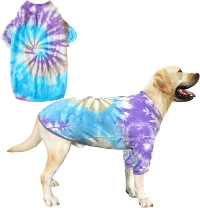 Dog Cotton Colorful Purple T-Shirts Soft and Stretchy Dog Shirt Pajamas Pets Clothes for Large Dogs(Large Purple)