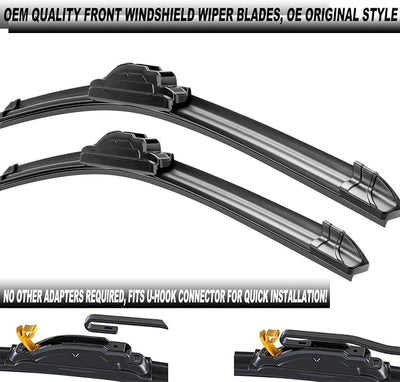 ATTKE OEM Quality Front Windscreen Wiper Blades for Nissan NV1500 2500 3500 2012-2020/Jeep Patriot 2007-2017/VW Beetle1999-2010 (21″+21″ Front Windshield Wiper Blade Set)