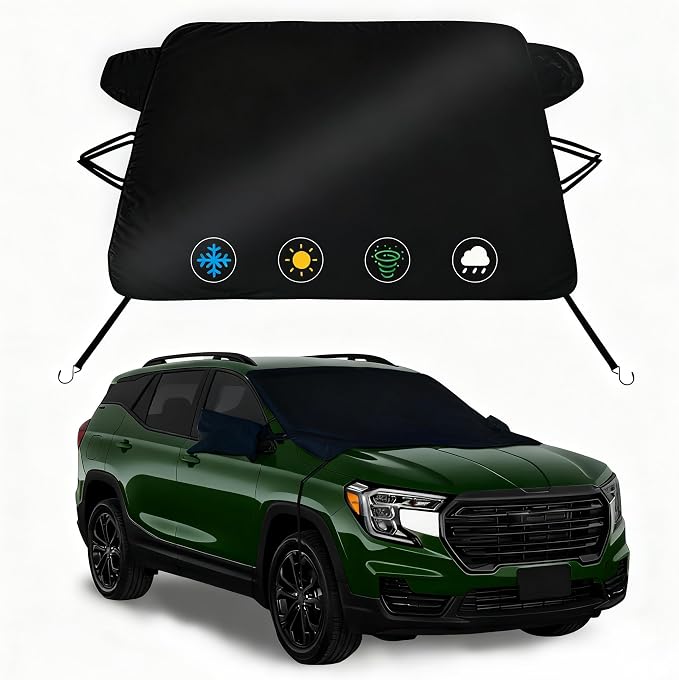 Windshield Snow Cover for GMC Terrain 2018-2026, Waterproof Scratch-Proof Windshield Ice & Frost Cover,2-Layer Oxford Windshield Freeze Protector Includes Anti-Theft Straps Winter Accessories(71"x47")