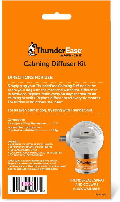 ThunderEase Dog Calming Pheromone Diffuser Kit | Powered by ADAPTIL | Vet Recommended to Relieve Separation Anxiety, Stress Barking and Chewing, and the Fear of Fireworks and Thunderstorms (60 Day Sup