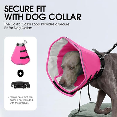 Dog Cones for Medium Dogs, Soft Cone for Dogs to Stop Licking, Comfy Dog Cone with Elastic Collar Loop, Recovery E-Collar Alternative for Wound Healing After Surgery, Pink M