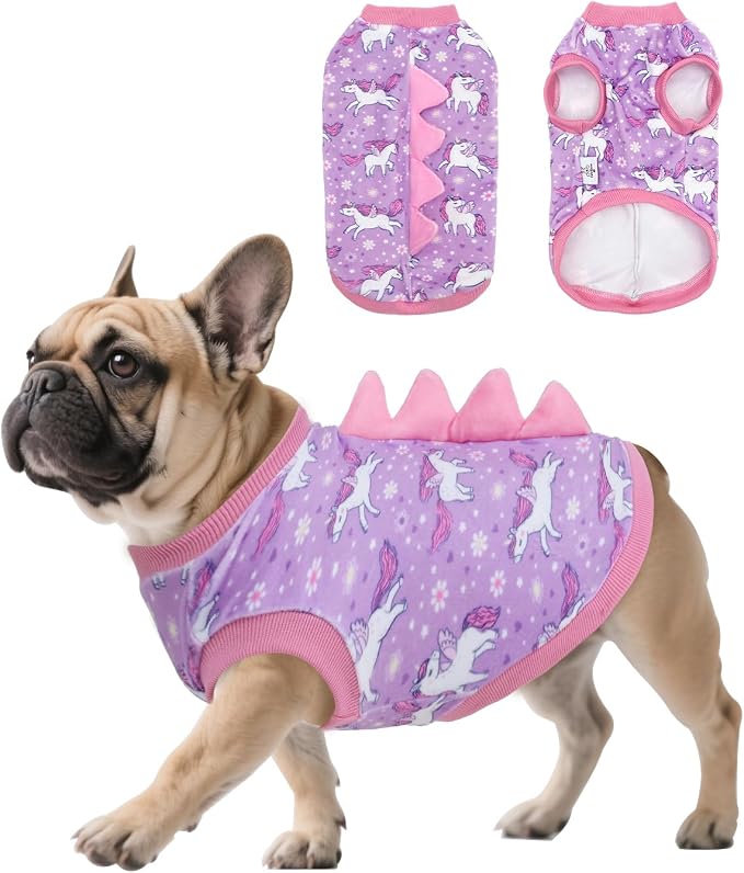 CuteBone Dinosaur Costume Dog Shirt, Stretchy Velvet T-Shirt Clothes for Small Dogs, Soft & Breathable Pet Tee Outfit Cat Apparel for Daily Wear, Cozy Pullover Design Puppy Fashion COSBX07XS