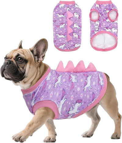 CuteBone Dinosaur Costume Dog Shirt, Stretchy Velvet T-Shirt Clothes for Small Dogs, Soft & Breathable Pet Tee Outfit Cat Apparel for Daily Wear, Cozy Pullover Design Puppy Fashion COSBX07L