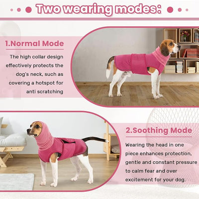 Dog Anxiety Vest with Hoodie,Breathable Dog Thunder Jacket for Thunderstorms,Fireworks,Vet Visits,Separation,Adjustable Calming Vest for Small Medium Large Dogs,Rose,XL