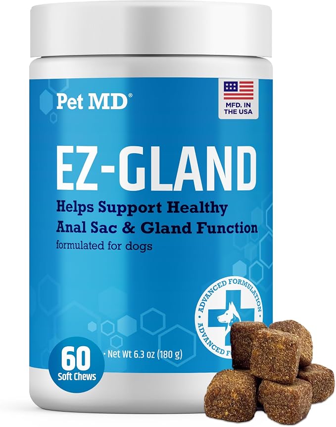 EZ Gland - Dog Anal Gland Chews with Pumpkin and Fiber for Dogs for Digestive Support, Constipation Relief, and Stool Firmer - 60 ct Soft Chews