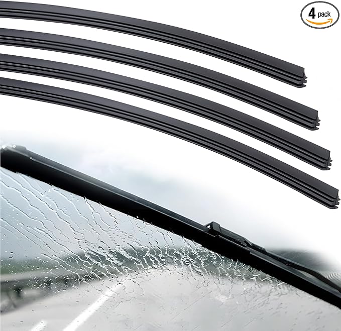 BFXM 4Pcs Wiper Blade Refill, 28 inch DIY Adjustable Universal Replacement Wiper Blade Refill Replacement for Front and Rear Windshield Wiper Baldes Rubber Strip for Car, Truck, SUV