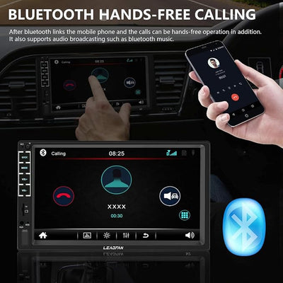 7" Car Stereo Double Din Touch Screen Car Radio Audio Receiver FM Radio Bluetooth Video Remote Control MP5/4/3 Player Android Phone Mirror Link USB/SD/AUX Hands Free Calling with Camera