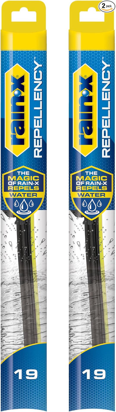 Rain-X 810361 Repellency Water Repellent Wiper Blades, 19" Windshield Wipers (Pack of 2), All Weather Streak-Free for Enhanced Visibility w/Water Repellency Formula [Amazon Exclusive]