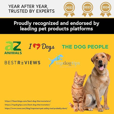 iProven Dog & Cat Thermometer for Accurate Fever Detection, Comfortable Flexible Tip, Waterproof Pet Thermometer, Fast Readings in 20 sec, Whelping and Veterinary Supply, DTK-117Y