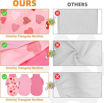 KOOLTAIL Valentine's Day Dog Sweater for Small Dogs, 3 Pack Fleece Puppy Shirt Turtleneck Pullover Clothes with Love Heart Partten, Fuzzy Soft Warm Pet Winter Cold Weather Coat, Girl Boy, Pink M