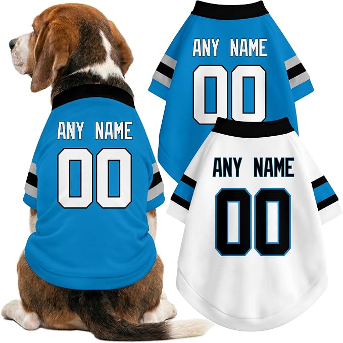 Carolina Dog Clothes Jersey Style Personalized Pet T Shirt with Custom Name Number for Small Medium Large Dogs