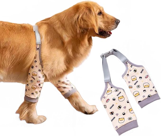 MANON ROSA Dog Elbow Pads – Knee Wrap Front Leg Sleeves for Large Dogs, Wound Protection & Anti-Licking Brace for Injured Legs or Joints (Sleeve Length 15.3inches, Suit. Wt 95-110lbs, 3XL, Yellow)