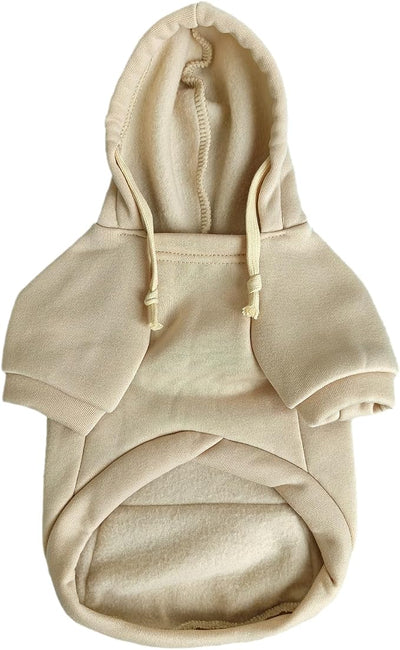 Jecikelon Dog Hoodies for Small Dogs with Zipper Pocket, Soft Fleece Puppy Clothes with Rope Hat, Warm Winter Outfits Cold Weather Coats, Cute Sweatshirt Chihuahua Costume (Beige, X-Small)