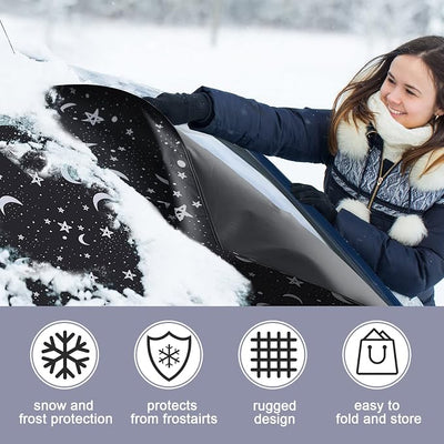 Tallew Car Windshield Cover for Ice Frost and Snow Oxford Fabric 69 x 42 Inches Waterproof Windproof Automotive Windshield Covers for Frost with 4 Elastic Straps for Winter Suvs Trucks Accessories