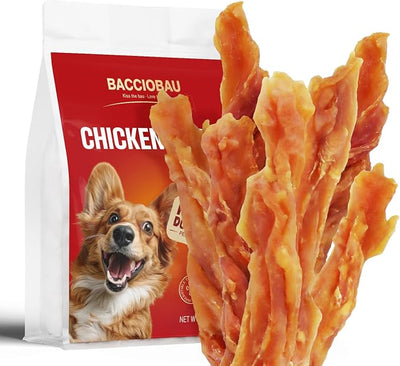 Chicken Jerky Dog Treats, All Natural & Easily Digestible High Protein Soft Chewy Snacks for Puppies & Adult Dogs, Great for Daily Rewards & Training, 10.58oz (300g)