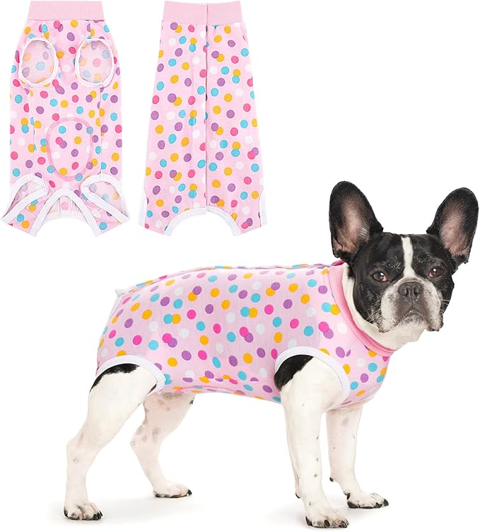 Coppthinktu Recovery Suit for Dogs After Surgery, Dog Onesie Surgery Recovery Suit for Female Spay, Soft Surgical Pajamas Bodysuits for Puppy to Prevent Licking Dog Cone Alternative Dots L
