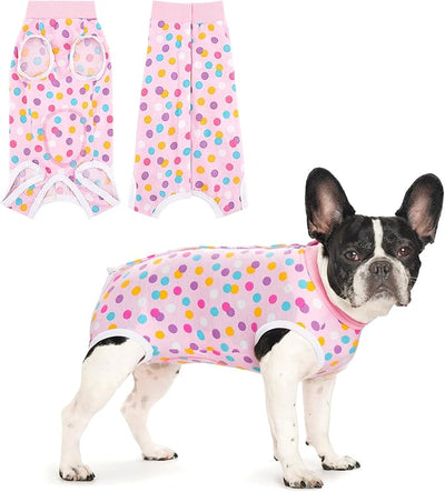 Coppthinktu Recovery Suit for Dogs After Surgery, Dog Onesie Surgery Recovery Suit for Female Spay, Soft Surgical Pajamas Bodysuits for Puppy to Prevent Licking Dog Cone Alternative Dots XL