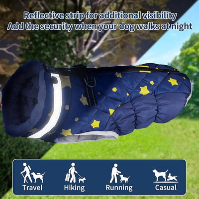 CuteBone Waterproof Winter Coat with Harness, Reflective Warm Jacket with Zipper for Cold Weather, Snowsuit for Small Medium Large Dogs