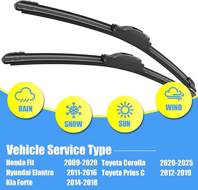 Gavimnal® 28"+14" Silicone Wiper Blades Replacement For Honda Fit 2009-2020,All-Season Front Windshield Wiper Blades(Set of 2)