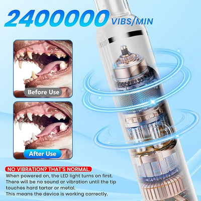 Pet Ultrasonic Tooth Cleaner,Dog Plaque Remover Tool,White | dog teeth cleaning,plaque remover for teeth,dog tartar and plaque remover,plaque off for dogs,5 Mode Pet Teeth Cleaning Kit