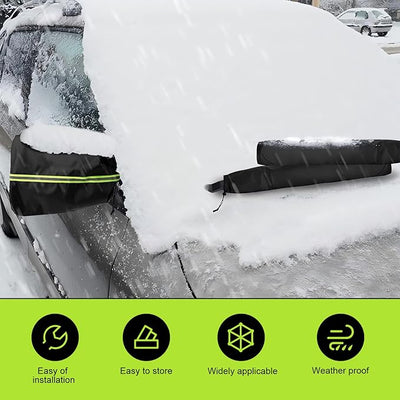 5 PCS Car Mirror Covers and Windshield Wiper Covers, Rearview Mirror Wiper Snow Covers Dust and Frost Protectors, Car Exterior Protection Accessories, Universal for Most Cars (Black)