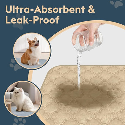 FunFurry Washable Pee Pads for Dogs - 1 Pack Reusable Pee Pads，Waterproof Puppy Pads，Pet Training Pads，Super Absorbent with Dog Paw Shape Non-Slip Backing (Cream, 48" X 65" - 1 Pack)