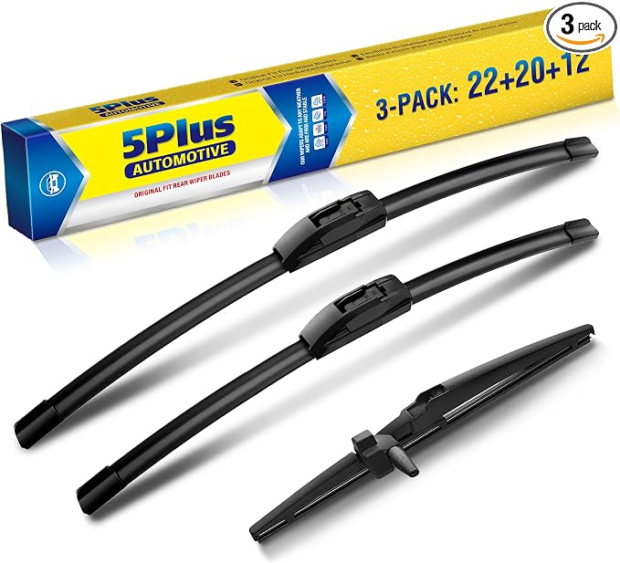 5 PLUS Custom-Fit Wipers fits Toyota 4Runner 2003-2009 Windshield Wipers | 22"+20"+12" Front Rear Wipers Set,OEM Original Equipment Replacement,All-Seasons,Streak-Free Wiping,Quiet Clear Visibility