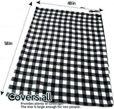 ZONETECH Car Travel Blanket –Premium Quality 12V Automotive Black and White Plaid Polar Fleece Material Comfortable Great for Winter, Home, Road Trip and Camping