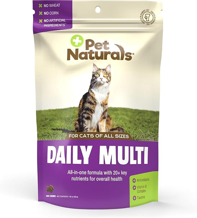 Daily Multi Multivitamin Soft Chews for Cats, Vet Formulated with Biotin, Taurine, Calcium, and Arginine, Gentle Formula, Value Size, Fish, 160 Count