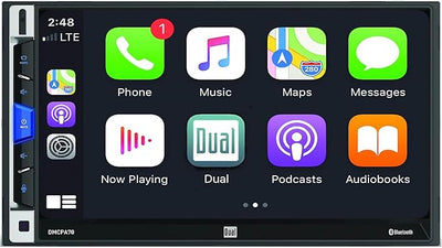 Dual Electronics Dual DMCPA70 7-Inch Double-DIN in-Dash Mechless Receiver with Bluetooth, Apple CarPlay, and Android Auto (Renewed)