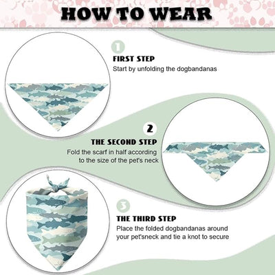KEIAHUAN 1 Pack Dog Bandanas Fish Camouflage Design Classic Triangle Adjustable Fit Dog Scarf Triangle Bibs Neck Scarf
