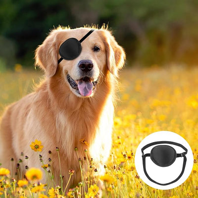 YeeBeny Dog Eye Patch, Eye Protection for Dogs, Adjustable, Groove Design, Black, 2 Pack
