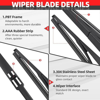 Rear Wiper Blade and Arm Set for Hyundai Santa Fe 2006-2012