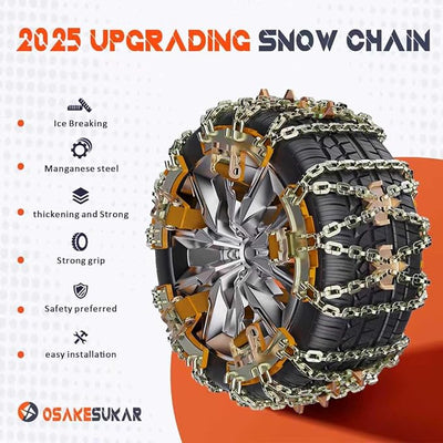 2025 Upgrading Tire Chains, Snow Chains, Anti-slip for Trucks Car SUV RV, Emergency Tire Chains, Tire Width 225-285 mm, Set of 6(No Damage To The Car After Breaking, To Avoid High Maintenance Costs)