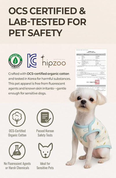 Organic Cotton Dog Clothes – Babywear-Grade Shirt for Sensitive Skin | Made in Korea (Small, Animals)