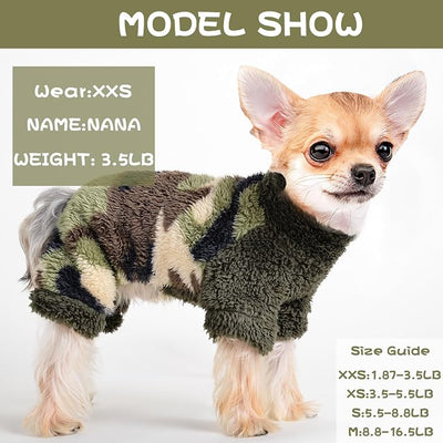 Small Dog Sweater Pajamas for Small Dogs, Fleece Sweater Winter Cute Tiny Clothes Outfit Puppy Clothes Pet Jumpsuits Chihuahua Yorkie Cat Clothing (X-Small)