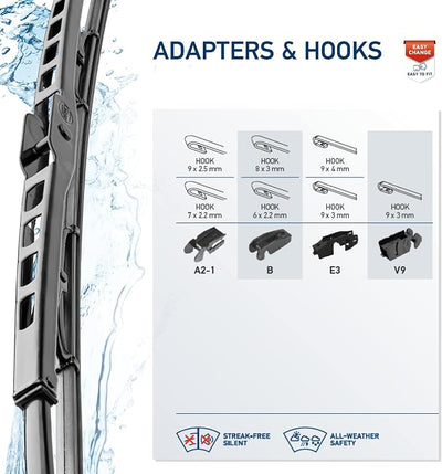Hella OE Quality 18 Inch All Seasons Streak-Free Rubber Standard Wiper Blade (Single Blade) fits select Chevrolet Ford GMC Hyundai Jeep Mazda Mini Nissan Pontiac Toyota / 9XW398114018/I