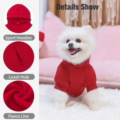 BINGPET Dog Hoodie, Fleece Lined Fall Cold Winter Soft Warm Puppy Sweatshirt with Leash Hole, Dog Sweaters Outfit,Pullover Hoodie for Small Medium Large Dogs Cats