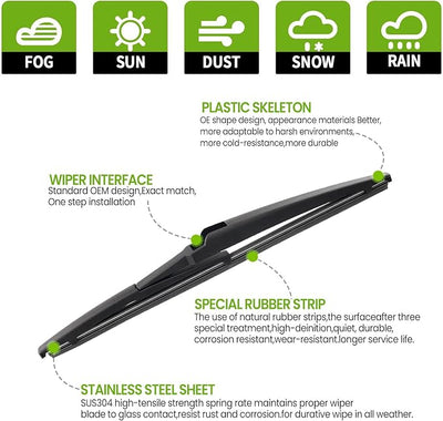 PARRATI® 12 Inch Rear Wiper Blade Replacement for 2020-2024 Telluride,All-Season Windshield Wiper(12-O1)