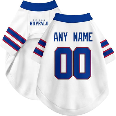 Buffalo Dog Clothes Jersey Style Personalized Pet T Shirt with Custom Name Number for Small Medium Large Dogs
