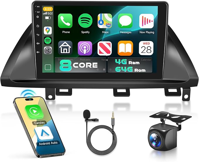 5/6GhzWiFi 8 Core 4G+64G for Honda Odyssey 2005-2010 Car Stereo Radio with 10.1 Inch IPS Touchscreen Wireless Carplay/Android Auto DSP Hi-Res GPS Android 15 FM/RDS SWC Camera