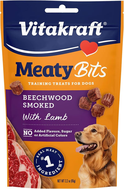 Vitakraft MeatyBits Lamb, Training Treats for Dogs, Naturally Smoked, Real Meat #1 Ingredient, No Added Sugar, No Artificial Flavors or Colors, Soft Dog Treats, Bag, 2.2 oz, 7 Count
