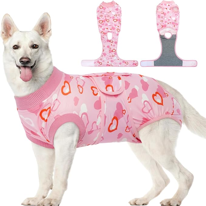 Dog Surgery Recovery Suit, Valentine's Day Doggie Surgical Shirt for Female Male Dogs, Pet Onesies for Small Medium LargeDogs