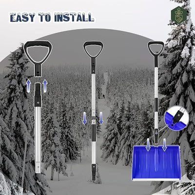 GardenPal Snow Shovel for Driveway Car Home Garage, PortableSnow Shovel with D-Grip Handle, Collapsible Snow Sand Mud Removal Tool, Large Capacity, Heavy Duty Metal Collapsible