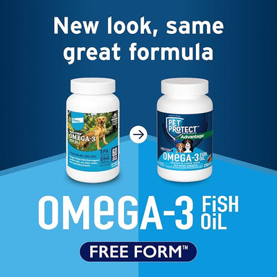 Pet Protect M/L Dog Omega-3 Supplement, Proprietary Free Form Blend, Supports a Normal Inflammatory Response, Snip-Tip Capsules (250 Count)