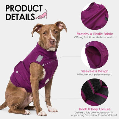 AOFITEE Dog Anxiety Vest, Thunder Jacket for Dogs Anxiety, Soft Breathable Dog Calming Shirt for Fireworks, Thunder, Separation, Anti-Anxiety Dogs Calming Vest with Hook & Loop Closure, Purple S