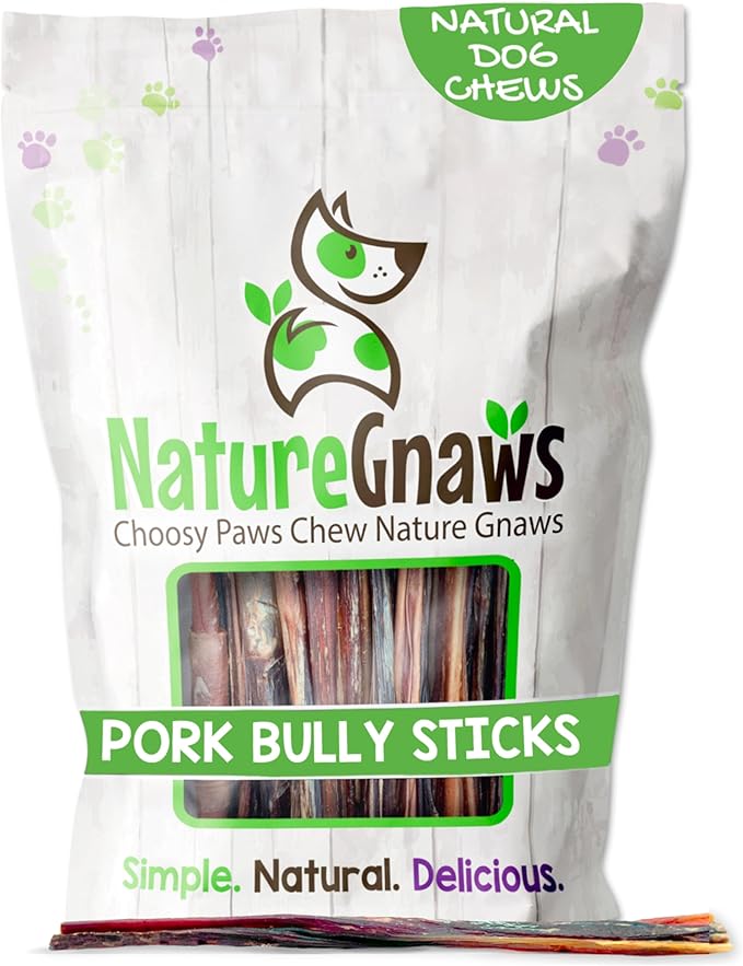 Extra Thin Pork Bully Sticks for Small Dogs 5-6" (15 Count) - Long Lasting for Light Chewers and Puppies - Natural Bacon Dog Chew Treats