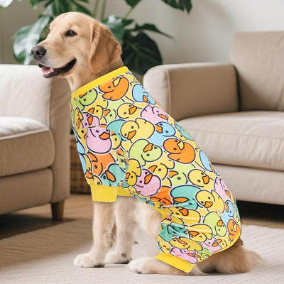 KYEESE Dog Pajamas Dog Pajamas Large Sized Dogs Soft Pet Pjs Colorful Duck Printing Dogs Clothes Stretchy Pets Costumes Velvet Pet Coat Stretchable Pets Onesie Boy Girl Clothes, XXX-Large