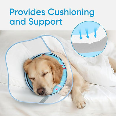 Sponge Dog Cone Collar, Dog Donut Collar After Surgery with Clear Shield, Adjustable Soft Cone for Dogs to Stop Licking-Comfy Cone for Large Medium Small Dogs (DonutBlue,XL)
