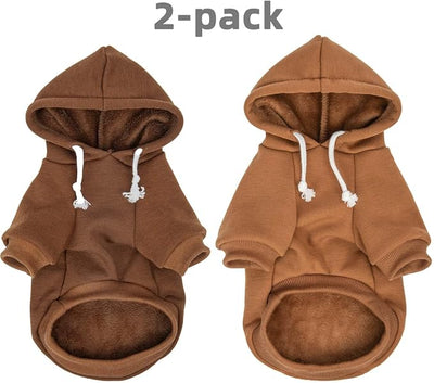2-Pack Dog Hooded Sweaters & Jackets - Soft Dog Clothes Hoodie for Small/Medium/Large Dogs & Cats | All-Season Comfort & Fit, Stylish Pet Shirts Apparel & Accessories (Chocolate, Camel, X-Small)
